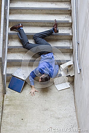 Man Falling Down Stairs Stock Photo