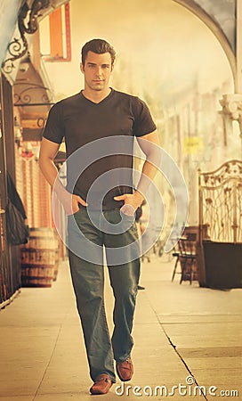 Man fashion walk Stock Photo