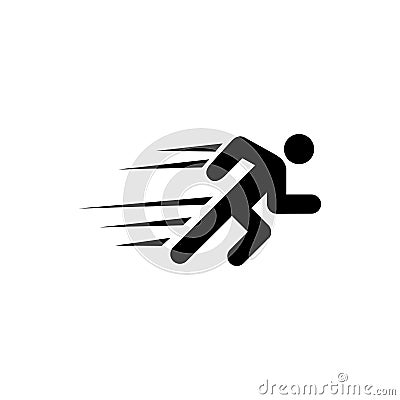 Man Fast Run, Running Sprinter, Athlete. Flat Vector Icon illustration. Simple black symbol on white background. Man Vector Illustration