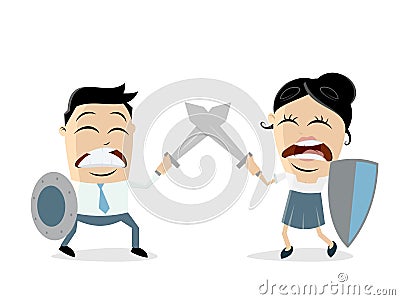 Man fighting against woman Vector Illustration