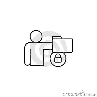 Man, file, blocked icon. Simple line, outline vector of confidential information icons for ui and ux, website or mobile Stock Photo