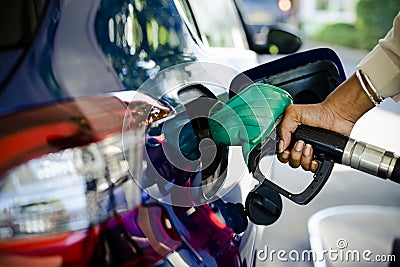 Man filling up gas in his car Stock Photo