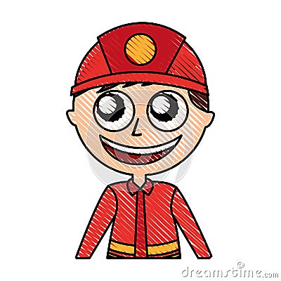 Man firefighter avatar character icon Vector Illustration