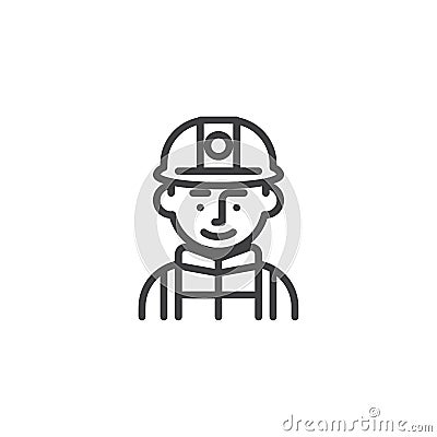 Man firefighter avatar character line icon Vector Illustration