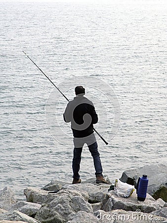 Man fishing Stock Photo