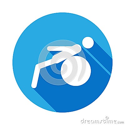 man on fitness ball icon with long shadow. Element of sport icon with long shadow.Signs and symbols collection icon for websites, Stock Photo