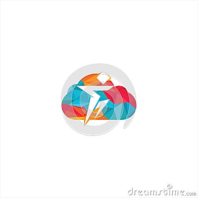 Man Fitness cloud shape logo design. Run man logo. Stock Photo