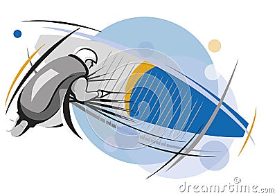 A man flights a paraglider Stock Photo