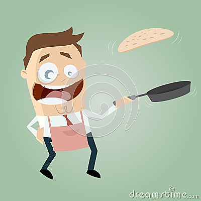 Man flipping a pancake Vector Illustration