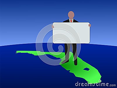 Man on Florida with sign Vector Illustration