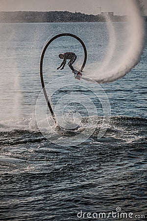 Man on flyboard Stock Photo