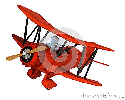 Man flying a vintage biplane Stock Photo