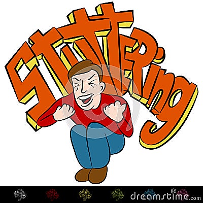 Man Frustrated Stuttering Vector Illustration