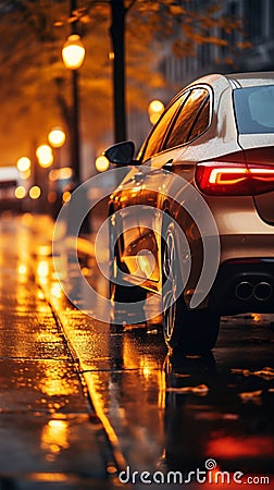 Man fuels car at station refueling process, gasoline pump in action Stock Photo