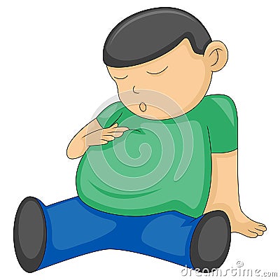 a man with a full stomach cartoon vector Vector Illustration