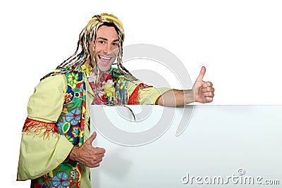 Man in funny hippy costume Stock Photo