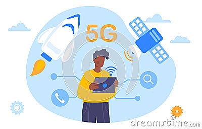 Man with 5G vector concept Vector Illustration