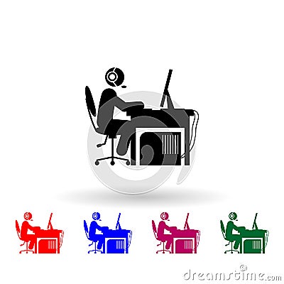 Man gamer multi color icon. Simple glyph, flat vector of gamer icons for ui and ux, website or mobile application Stock Photo