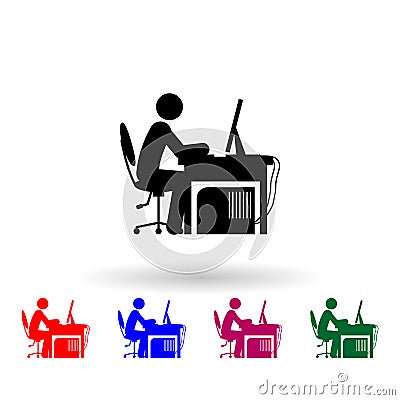 Man gamer multi color icon. Simple glyph, flat vector of gamer icons for ui and ux, website or mobile application Stock Photo