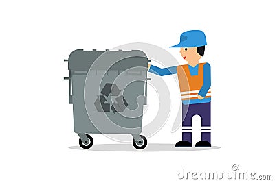Man with garbage box Vector Illustration