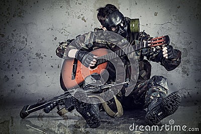 Man in gas mask Stock Photo