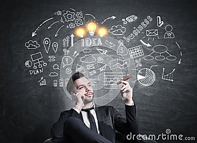 Man generating creative ideas Stock Photo