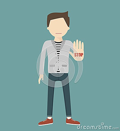 Man Gestures a Stop Sign Vector Illustration