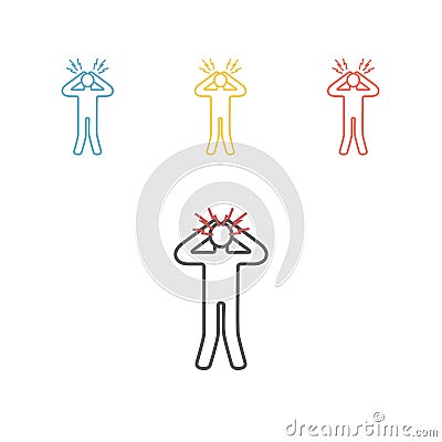 Man get confused. Panic disorder line icon Vector Illustration