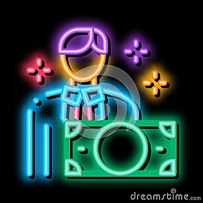 man gets money neon glow icon illustration Vector Illustration