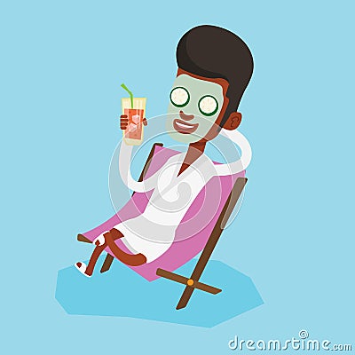 Man getting beauty treatments in the salon. Vector Illustration