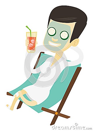 Man getting beauty treatments in the salon. Vector Illustration