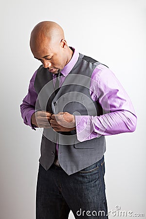 Man Getting Dressed Stock Photo