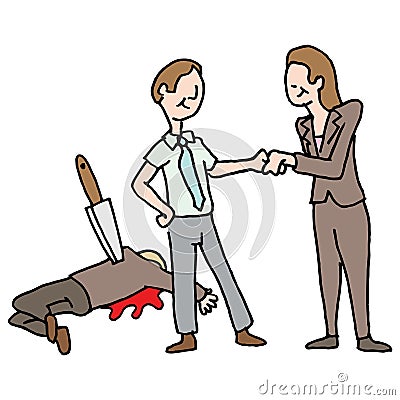 Man getting a promotion by backstabbing his co-worker Vector Illustration