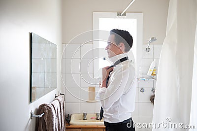 Man getting ready for a special day Stock Photo