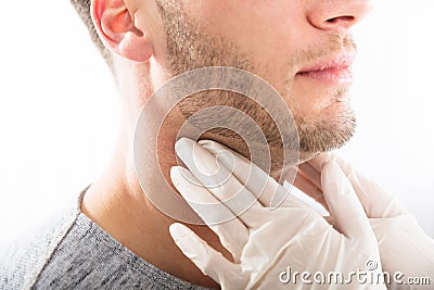 Man Getting Thyroid Gland Control Stock Photo