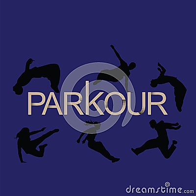 Vector art. Parkour is a man and a girl. Vector Illustration