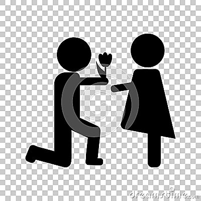 The man gives the woman flowers. Vector icon Vector Illustration