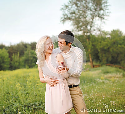 Man giving beloved girl ring, love, couple Stock Photo