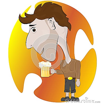 Man with a glass of tasty beer on a colored background. Stock Photo