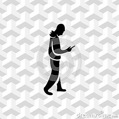 Man goes with the phone in hand icon vector flat design Vector Illustration