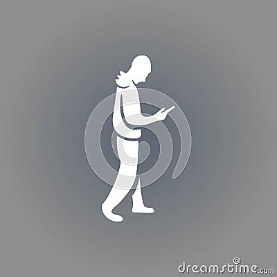 Man goes with the phone in hand icon vector flat design Vector Illustration