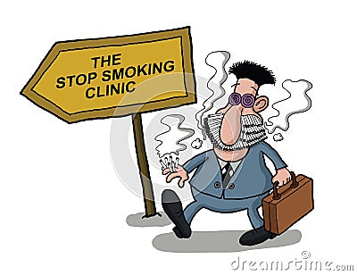 A man goes to a smoking clinic Vector Illustration