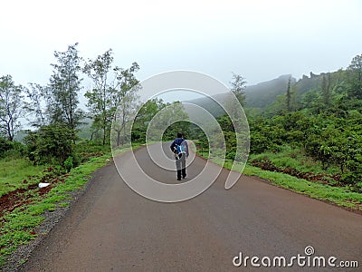 Man going on a nature`s trails Editorial Stock Photo