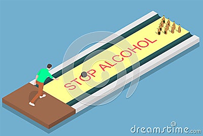 A man is going to give up alcohol. Vector Illustration