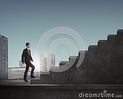 Man Going Up Stairs Stock Photo