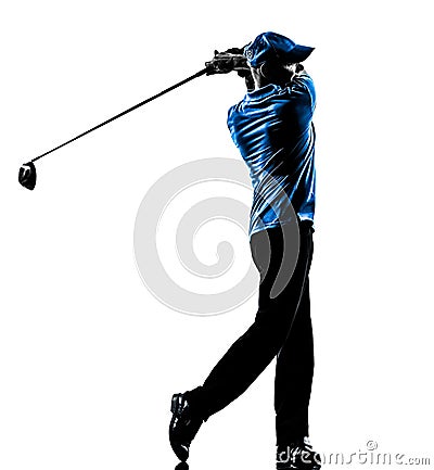 Man golfer golfing golf swing silhouette Stock Photo