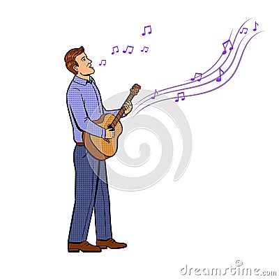 Man sings song pop art vector illustration Vector Illustration