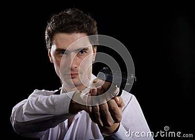 Man with gun Stock Photo