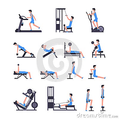 Man gym set Vector Illustration