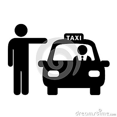 Man hailing taxi vector icon Vector Illustration